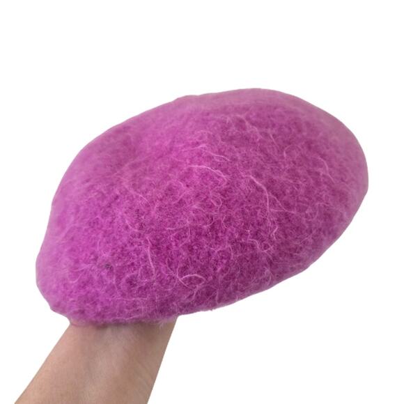 Wool Blend Pink Fuzzy Beret Hat Girl Youth Small Winter Accessory - Picture 1 of 9